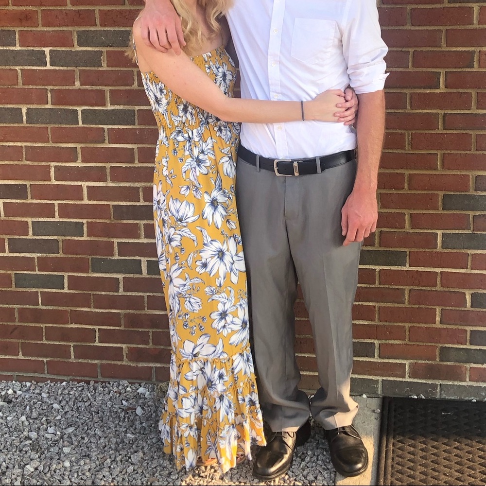 Yellow and blue floral maxi dress